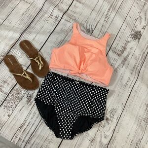 342. Peach Halter Cropped Swim Top NWOT Size XL